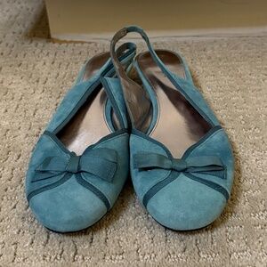 Alfani Teal Suede Slingback Heels with Bow